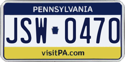 PA license plate JSW0470