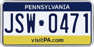 PA license plate JSW0471