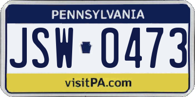 PA license plate JSW0473