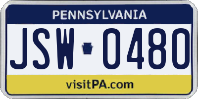 PA license plate JSW0480