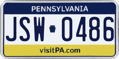 PA license plate JSW0486