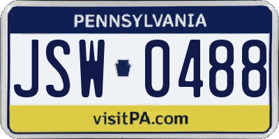 PA license plate JSW0488