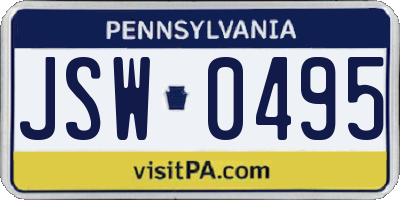 PA license plate JSW0495