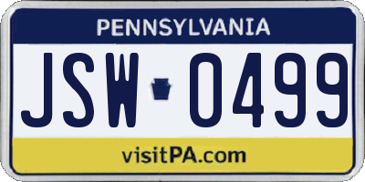 PA license plate JSW0499