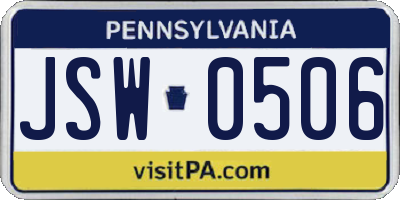 PA license plate JSW0506