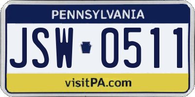 PA license plate JSW0511