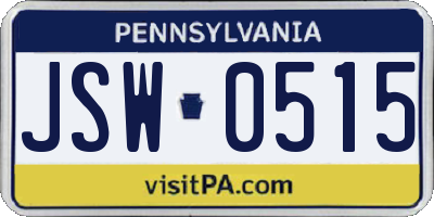 PA license plate JSW0515