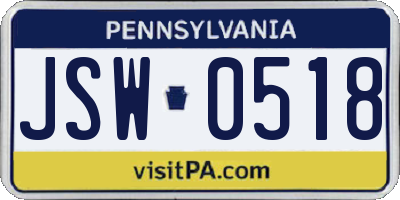 PA license plate JSW0518