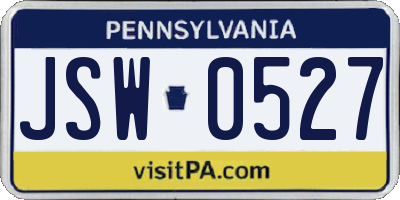 PA license plate JSW0527
