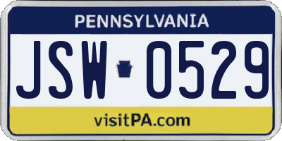 PA license plate JSW0529