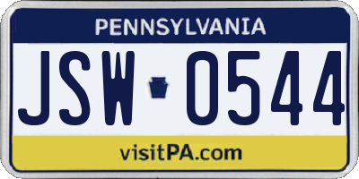 PA license plate JSW0544