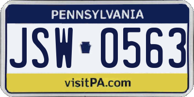 PA license plate JSW0563