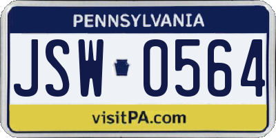 PA license plate JSW0564