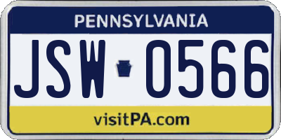 PA license plate JSW0566