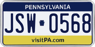 PA license plate JSW0568