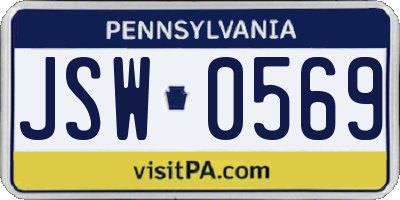 PA license plate JSW0569