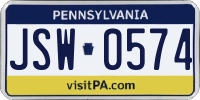 PA license plate JSW0574