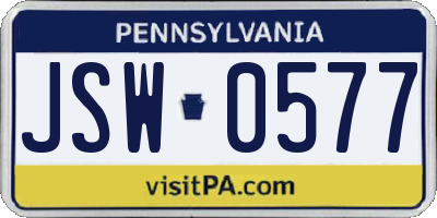 PA license plate JSW0577