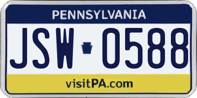 PA license plate JSW0588