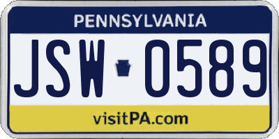 PA license plate JSW0589