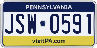 PA license plate JSW0591