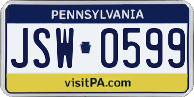 PA license plate JSW0599