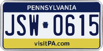 PA license plate JSW0615
