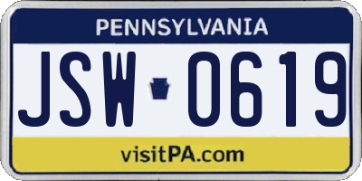 PA license plate JSW0619