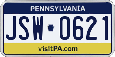 PA license plate JSW0621