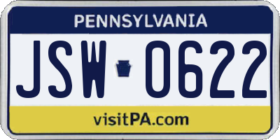 PA license plate JSW0622