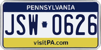 PA license plate JSW0626