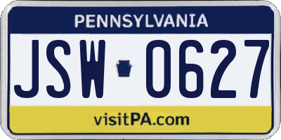 PA license plate JSW0627