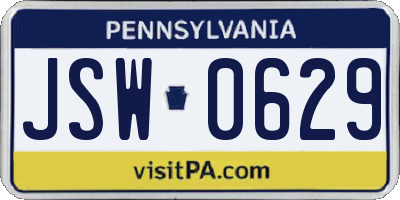 PA license plate JSW0629