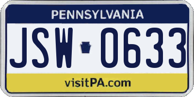 PA license plate JSW0633