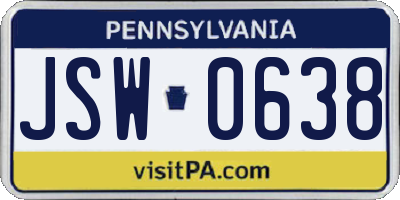PA license plate JSW0638