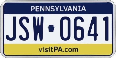 PA license plate JSW0641