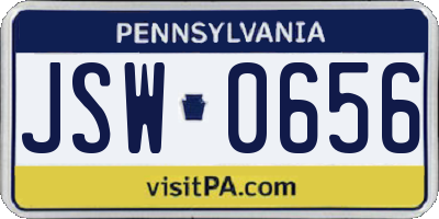 PA license plate JSW0656