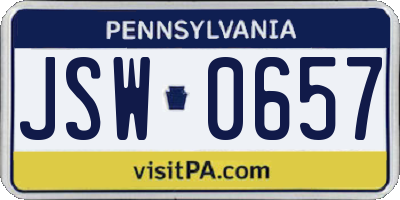 PA license plate JSW0657