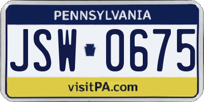 PA license plate JSW0675