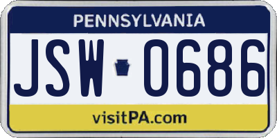 PA license plate JSW0686
