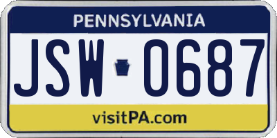 PA license plate JSW0687