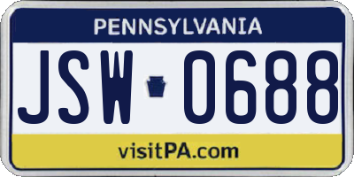 PA license plate JSW0688