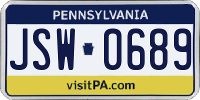 PA license plate JSW0689