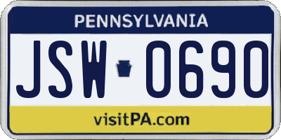 PA license plate JSW0690