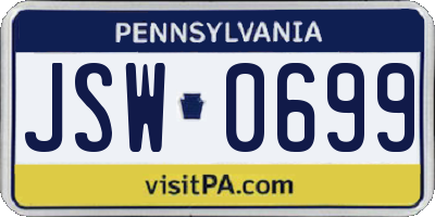 PA license plate JSW0699