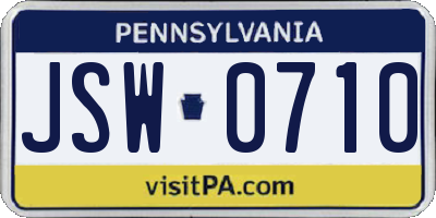 PA license plate JSW0710