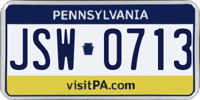 PA license plate JSW0713