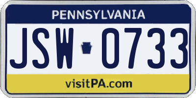 PA license plate JSW0733