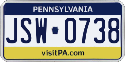 PA license plate JSW0738