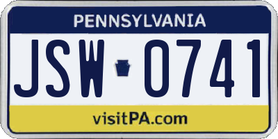 PA license plate JSW0741